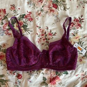 Elegant Purple Lace Bra Skarlett Blue Minx 32DD NWT